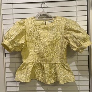 Yellow Puff Sleeve Blouse